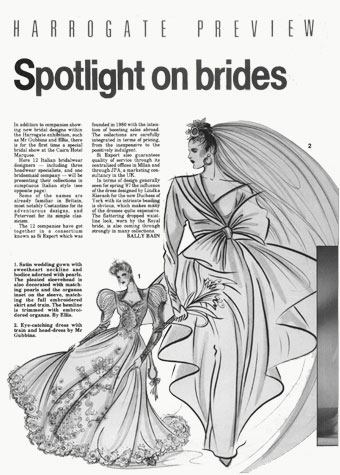  'Harrogate Preview: Spotlight on Brides' magazine article.  This copyrighted image is the work of British Fashion Illustrator Hilary Kidd